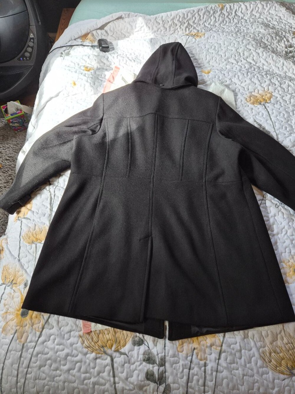 NWOT Michael Kors Black Wool Blend Hooded Coat Plus Size 3X MK Gold Hardware